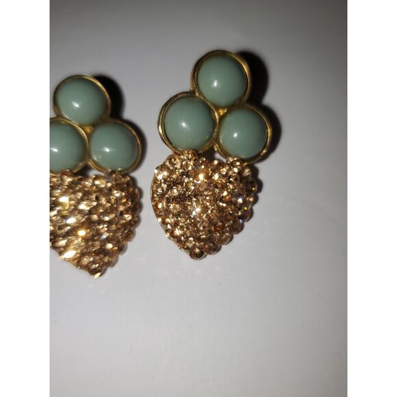 A Vintage Pair of Costume Jewelry Earrings Stud Back Pierced Mid Century Sparkly - Picture 2 of 11